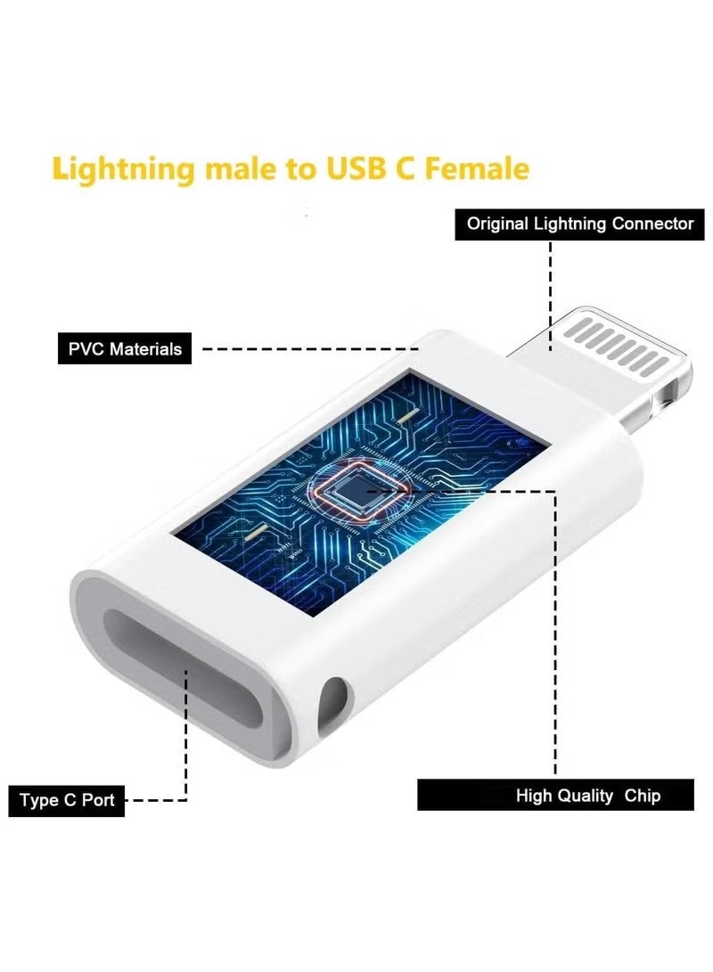 Lightning Male to USB C Female Headphones Adapter Type C Support Charging Aux Audio Headphones Adapter Connector Dongle for iPhone 14/13/12/11/8/7/Plus/Pro Max/6/5 iPad - Image 2