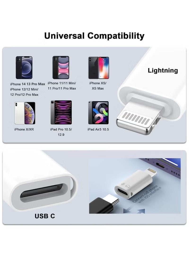 Lightning Male to USB C Female Headphones Adapter Type C Support Charging Aux Audio Headphones Adapter Connector Dongle for iPhone 14/13/12/11/8/7/Plus/Pro Max/6/5 iPad - Image 5