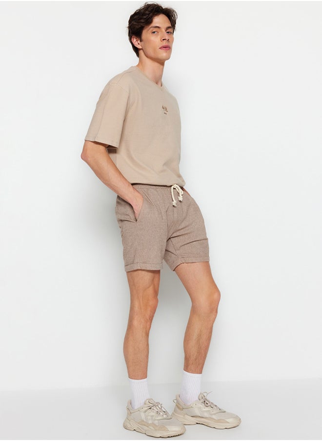 trendyol Mink Regular Fit Elastic Waist Linen Look Short Shorts & Bermuda  - Image 2