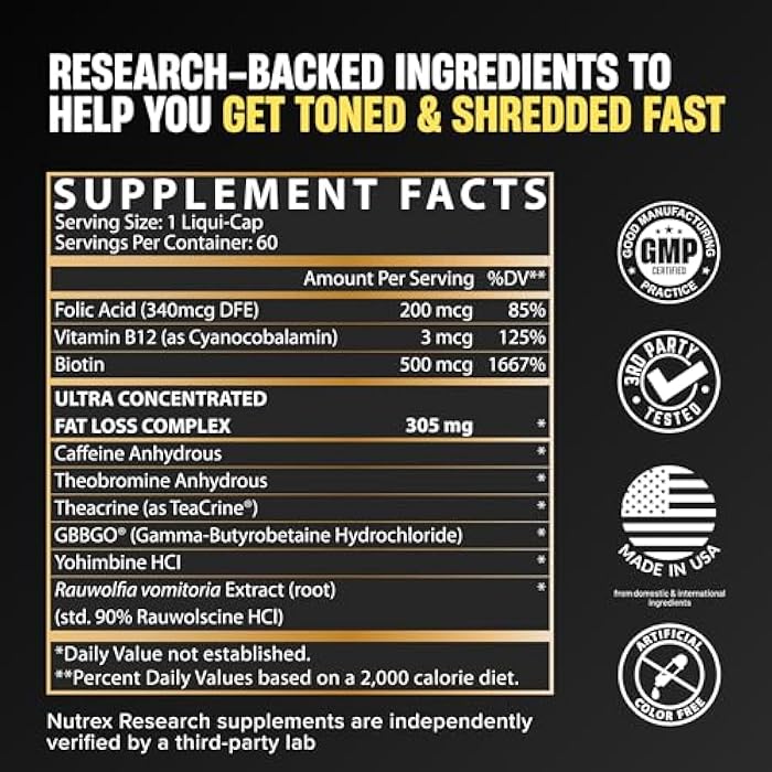 Nutrex Research Lipo-6 Black Hers Ultra Concentrate | Weight Loss Pills for Women | Fat Burner, Appetite Suppressant, Metabolism Booster for Weight Loss + Hair, Skin, & Nails Support | 60 Diet Pills - Image 2