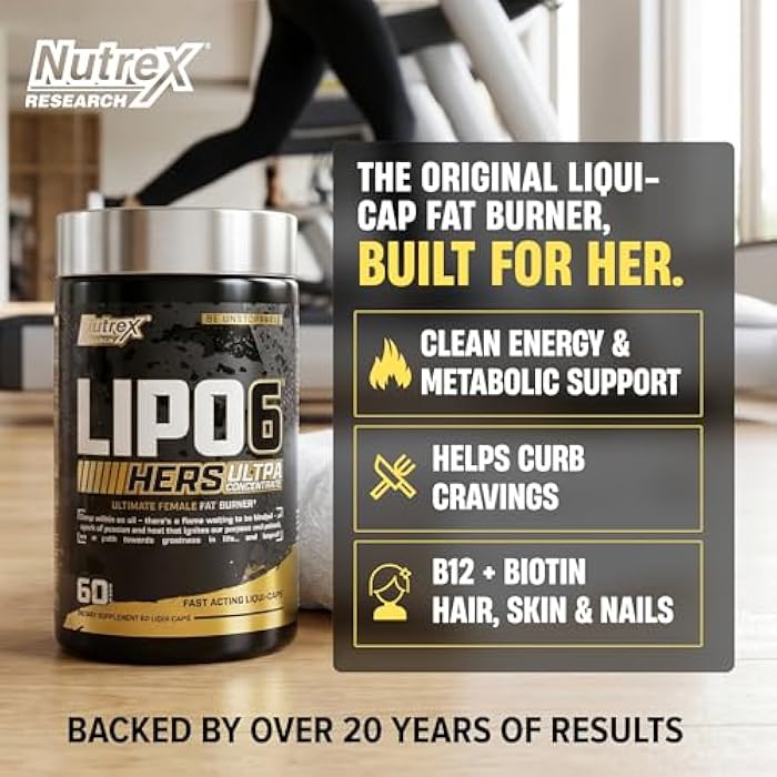 Nutrex Research Lipo-6 Black Hers Ultra Concentrate | Weight Loss Pills for Women | Fat Burner, Appetite Suppressant, Metabolism Booster for Weight Loss + Hair, Skin, & Nails Support | 60 Diet Pills - Image 4