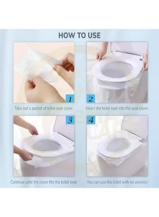 Disposable Plastic Toilet Seat Covers Antibacterial and Waterproof Portable Pocket Toilet Seat Covers for Use in Public Restrooms, Hotels and Airplanes (25 Count), - Image 2