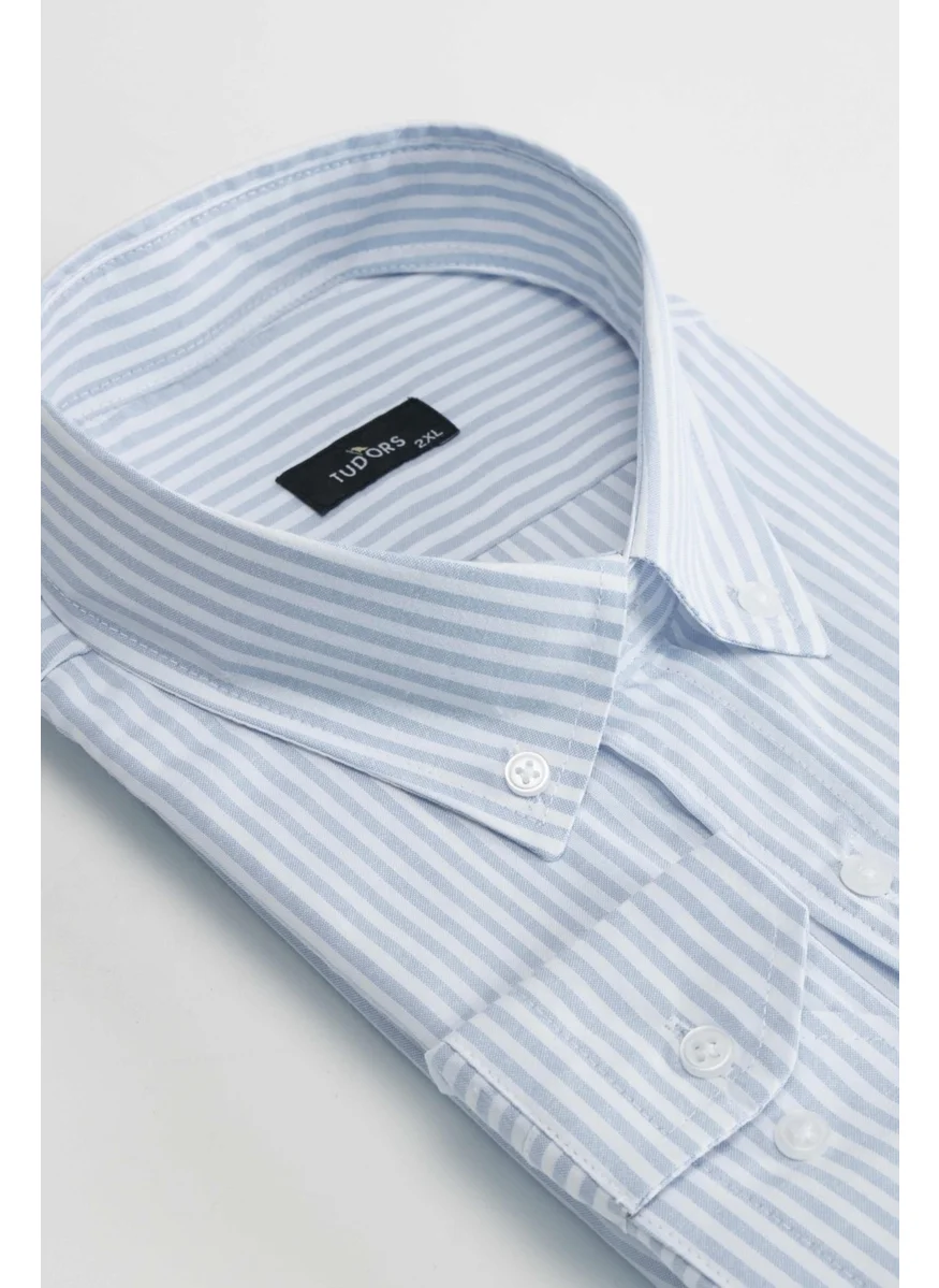 تودورس Oversized Plus Size Striped Men's Shirt