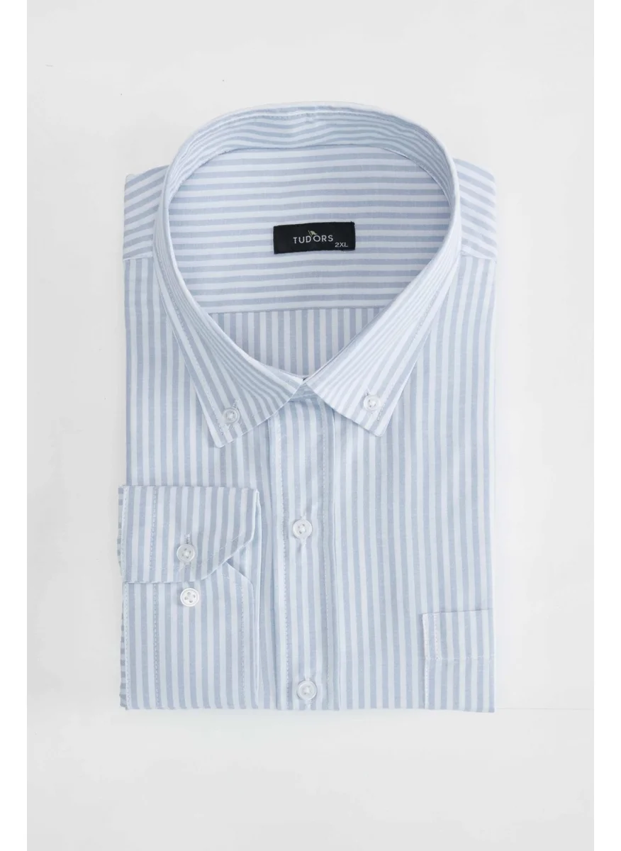 تودورس Oversized Plus Size Striped Men's Shirt