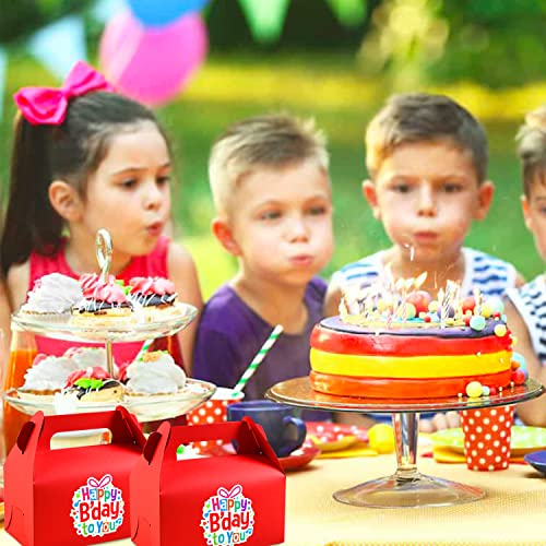 Lainrrew 30 Pcs Gable Treat Boxes, Small Goodie Red Party Favor Cardboard Kraft Paper Gift Box for Dessert, Candy, Cookie - Birthday, Baby Shower, Mother's Day Favors, 4.5 x 3.1 x 5.1" (Red) - Image 3