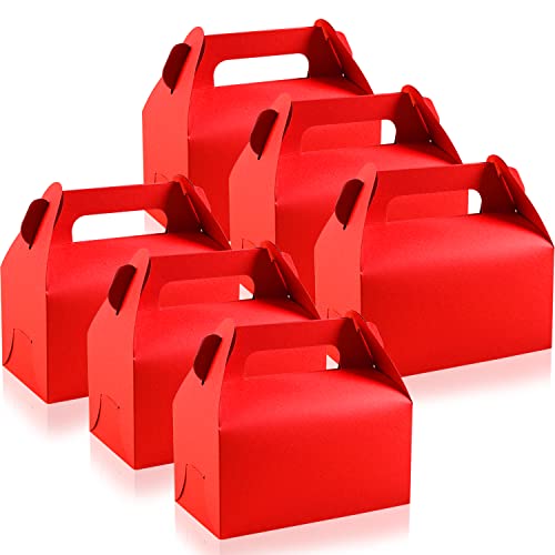 Lainrrew 30 Pcs Gable Treat Boxes, Small Goodie Red Party Favor Cardboard Kraft Paper Gift Box for Dessert, Candy, Cookie - Birthday, Baby Shower, Mother's Day Favors, 4.5 x 3.1 x 5.1" (Red) - Image 1