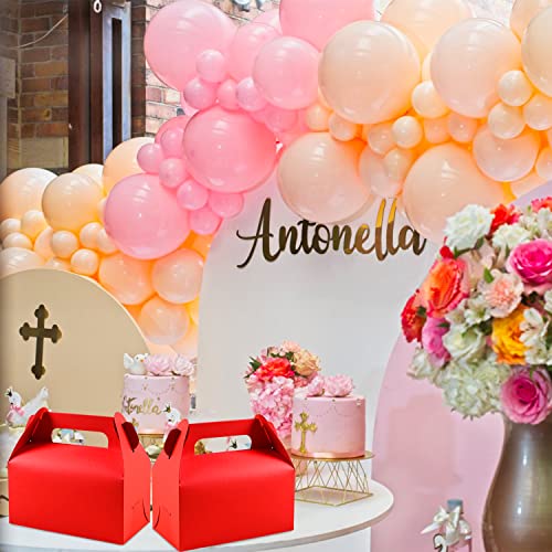 Lainrrew 30 Pcs Gable Treat Boxes, Small Goodie Red Party Favor Cardboard Kraft Paper Gift Box for Dessert, Candy, Cookie - Birthday, Baby Shower, Mother's Day Favors, 4.5 x 3.1 x 5.1" (Red) - Image 5