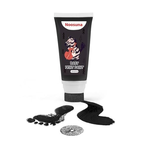 Noosuna Baby Hand and Footprint Ink with Sponge Head, Baby Safe Paint, 1.69 fl oz Non-Toxic and Washable, Dog Safe Paint for Paws Suitable for Babies and Pets, Newborn Memento, Black - Image 1