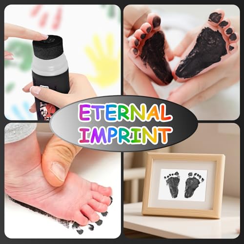 Noosuna Baby Hand and Footprint Ink with Sponge Head, Baby Safe Paint, 1.69 fl oz Non-Toxic and Washable, Dog Safe Paint for Paws Suitable for Babies and Pets, Newborn Memento, Black - Image 4