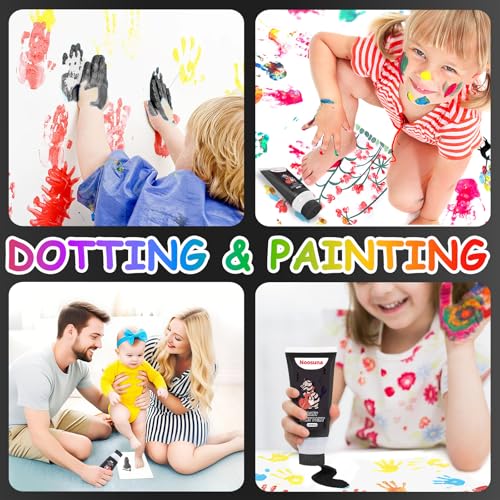 Noosuna Baby Hand and Footprint Ink with Sponge Head, Baby Safe Paint, 1.69 fl oz Non-Toxic and Washable, Dog Safe Paint for Paws Suitable for Babies and Pets, Newborn Memento, Black - Image 5