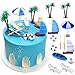 LEBERY Beach Cake Topper 13Pcs Hawaiian Cake Toppers Decoration Summer Ocean Cake Topper Beach Chair Umbrella Boat Palm Tree Cakes Topper for Tropical Aloha Pool Birthday Wedding Baby Shower Party - Image 3