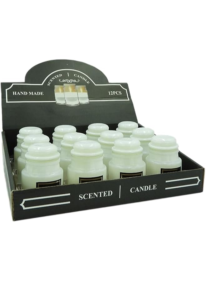 The Bros Handmade Scented Jar Candle (Set Of 12 Pcs) Well Perfumed Best Choice For Gifting Home Office Event Decoration Meditation Aromatherapy - 5.7 X 5.7 X 8.5 Cm White - Image 1