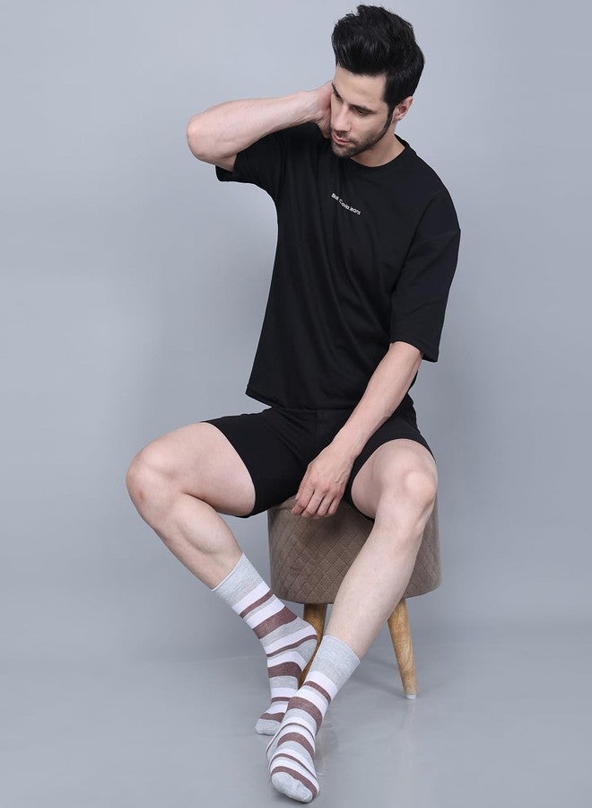 Dollar Strip Patterned Socks Formal Mid Calf/Crew Length Business Socks Made with Cotton & Spandex - Combo Pack of 3 - Image 2