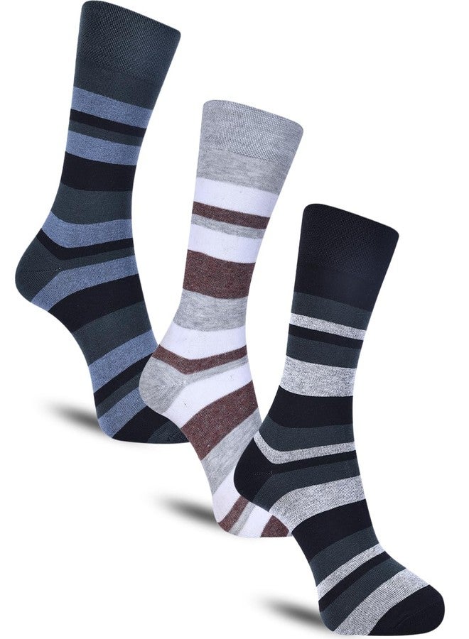 Dollar Strip Patterned Socks Formal Mid Calf/Crew Length Business Socks Made with Cotton & Spandex - Combo Pack of 3 - Image 1