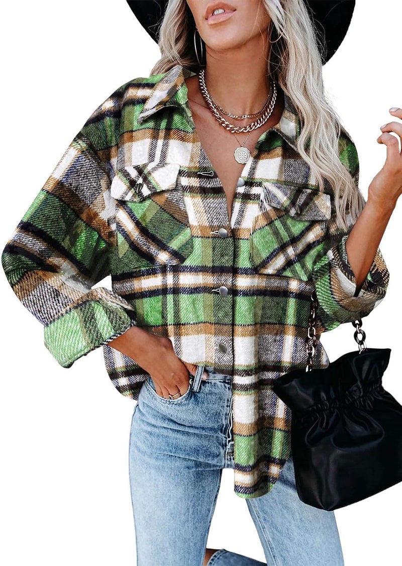klarako Womens Corduroy Shirt Oversized Button Down Blouse Long Sleeve Shacket Lapel Collar Shirts for Women - Image 1