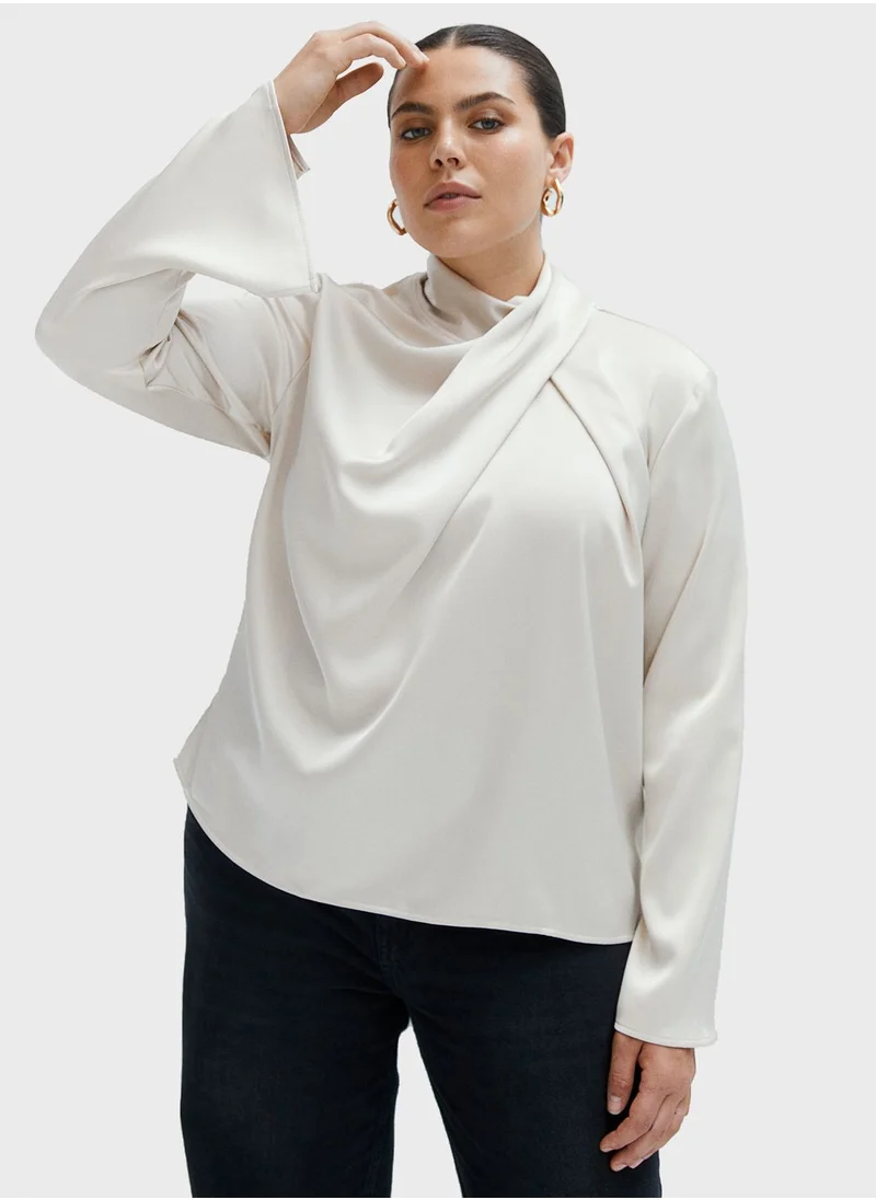 H&M High Neck Drape Detail Top