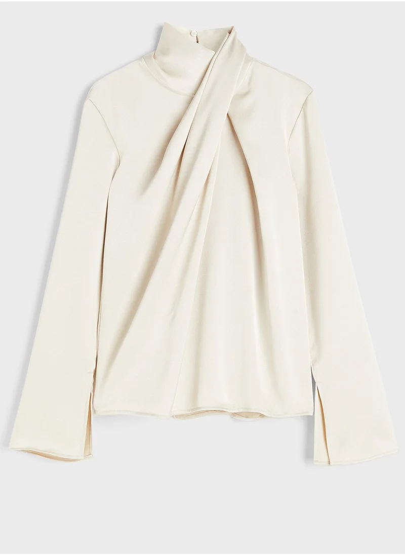 H&M High Neck Drape Detail Top