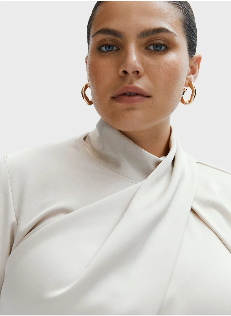 H&M High Neck Drape Detail Top