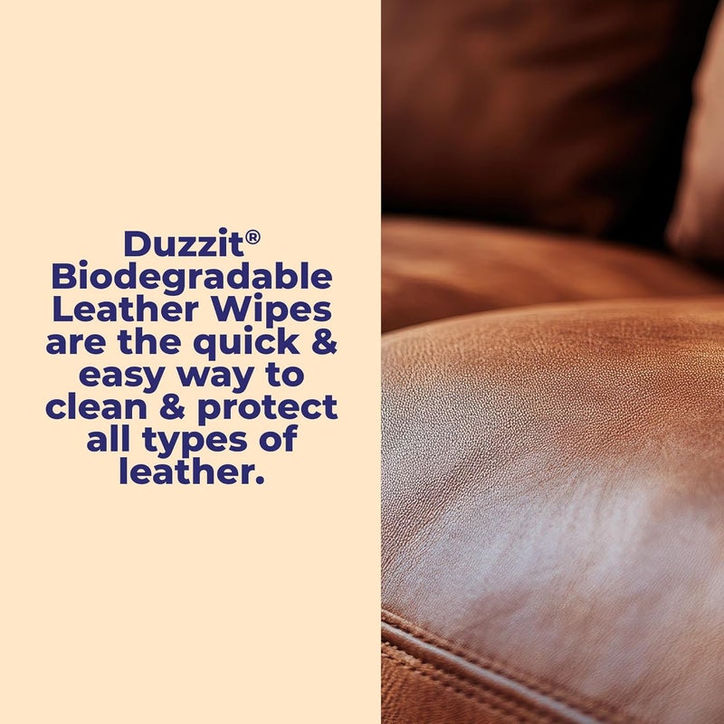 Duzzit Leather Wipes - Nourishes & Protects | 100% Biodegradable - Made From Plant Fibres | Cleans and Shines All Leather - Sofas, Jackets, Bags, Shoes & More (60 Biodegradable Wipes) - Image 4