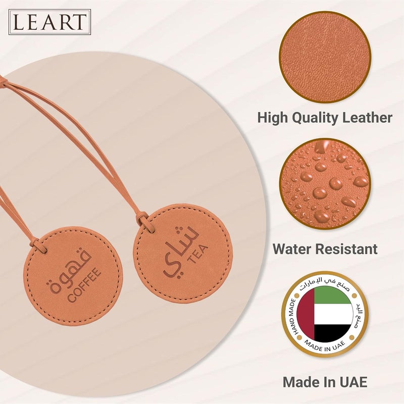 LEART Dallah Flask Tags, تعليقات الدلال - Dallah Coffee Pot, Tea and Coffee Tag | للشاي تعليقة للقهوه و تعليقة | Dallah Tag (Caramel - Set of 2) - Image 3