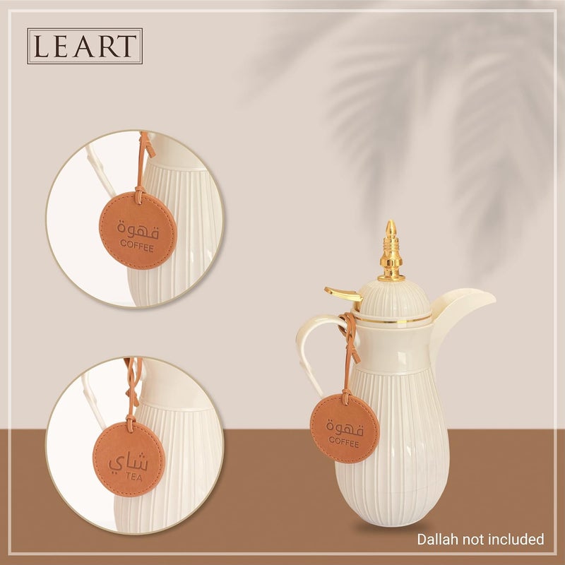 LEART Dallah Flask Tags, تعليقات الدلال - Dallah Coffee Pot, Tea and Coffee Tag | للشاي تعليقة للقهوه و تعليقة | Dallah Tag (Caramel - Set of 2) - Image 4