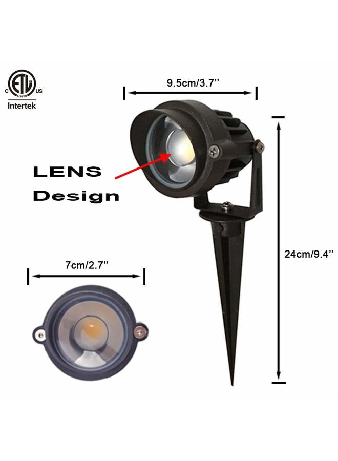 ALEDECO 8Pack 5W Low Voltage Landscape Lights with Connectors Outdoor Lighting 24V AC/DC Focusing Lens LED Landscape Spotlights,600LM Warm White Waterproof Outdoor Garden Yard Lights - Image 3