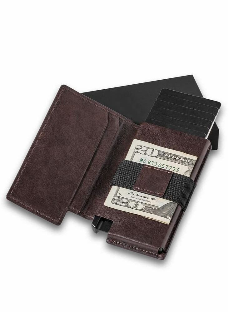 سيوسي محفظة جلدية رفيعة لحمل بطاقة الائتمان للرجال - حجب RFID ، تخزين بطاقة البنك - وصول سريع للبطاقة (أسود) - Image 2