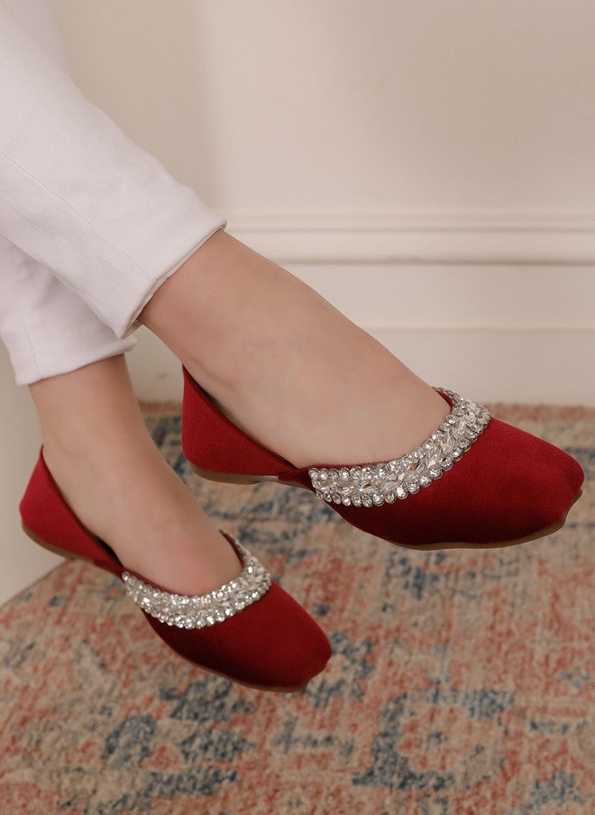 She Zone موجاري مزخرف باللون الماروني للنساء - Image 1