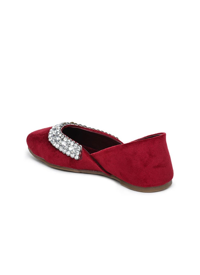 She Zone موجاري مزخرف باللون الماروني للنساء - Image 3