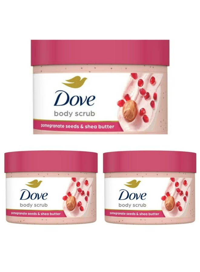 Dove Body Polish Exfoliating Scrub Moisturizing Shea Butter And Pomegranate Seeds Nourishes Conditions Soft Skin Sulphate Free 298g 3 Pcs - Image 1
