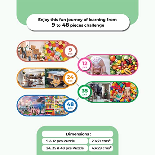 Hungry Brain The Missing Piece Educational Fun Jigsaw Puzzle for Kids 18 Months+ | Logical and Analytical Thinking of Kids with 5 Unique Puzzles | 9 to 48 Pieces of 5 Double Sided Puzzle Board Games - Image 5