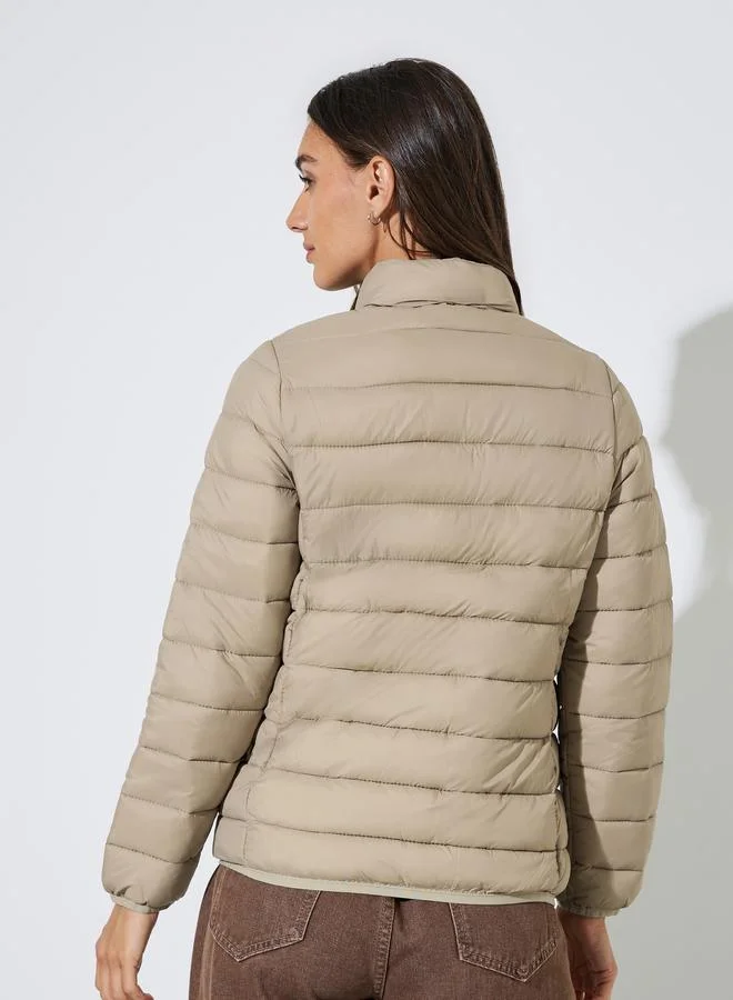 Styli  Women's Tan Regular Padded Jacket for Women | Best Price UAE