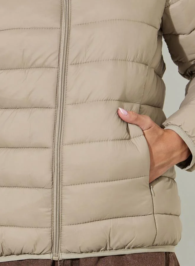 Styli  Women's Tan Regular Padded Jacket for Women | Best Price UAE