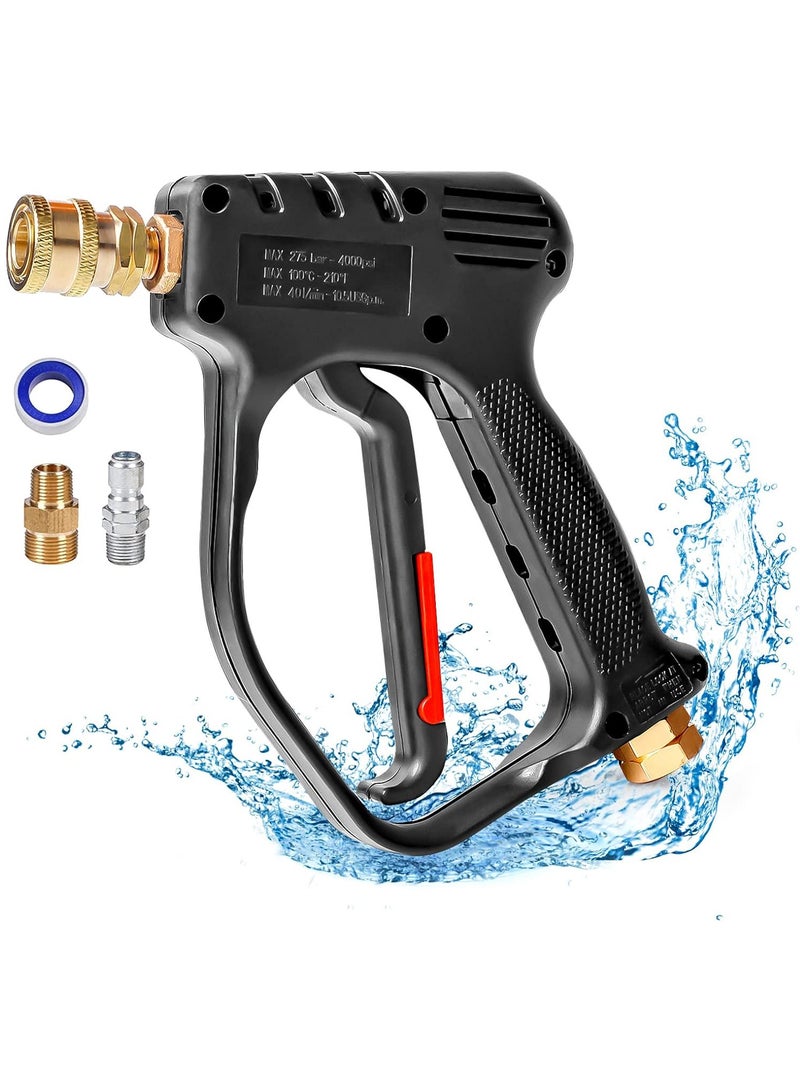 Hihonor Short Pressure Washer Gun, 4000 PSI High Power Washer Spray Gun, 10.5 GPM Foam Gun with 3/8'' Swivel Quick Connect, Pressure Washer Handle with M22-14mm Adapter for Extension Wand & Hose  - Image 1