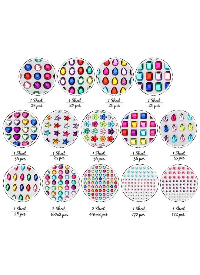 ilauke Gem Sticker 1852Pcs Rhinestone Stickers Self Adhesive Rhinestone Face Stickers For Crafting Glitter Jewel Stickers For Makeup Diy Eye Nail Phone Decoration  - Image 3
