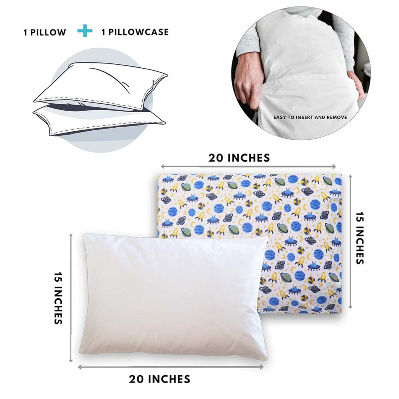 KRADYL KROFT Toddler Pillow with 100 Cotton Removable Cover 20 X 15 Inches Children Pillows Baby Pillows Satellite - Image 3