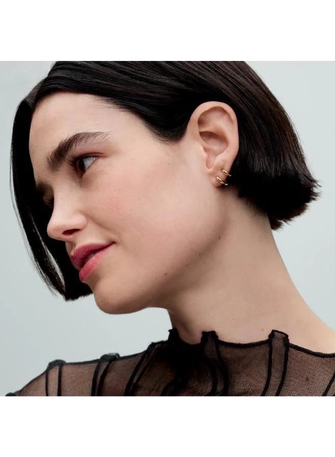 باندورا Double Huggie Hoop Earrings