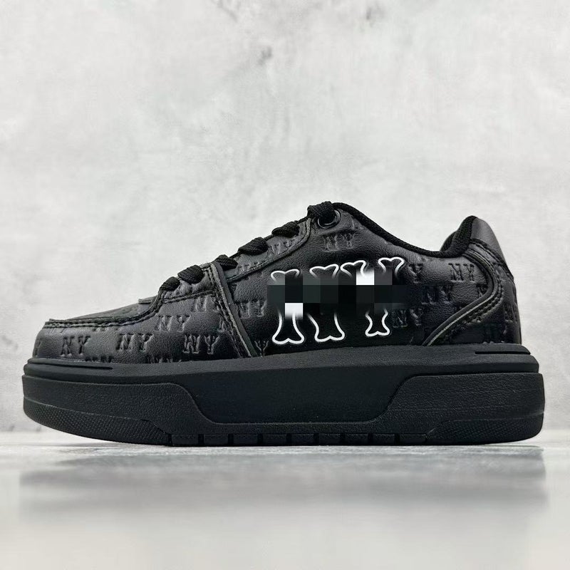 Wu Pin Pai Unisex Retro Skate Sneakers with Chunky Sole - Classic Monogram Design in White and Blue - Image 1
