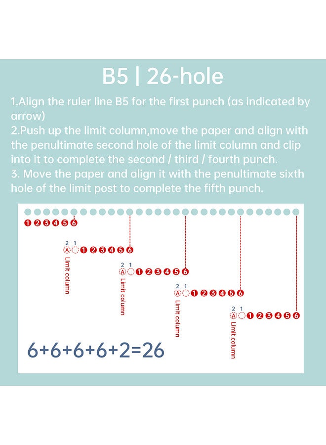 Kw-trio 6-Hole Paper Punch Handheld Mini Puncher Support Multiple 20/26/30 Hole Punching 5.5mm Aperture for A4 A5 B5 Notebook Scrapbook Diary Planner Calendars Agenda Greeting Card DIY  - Image 5