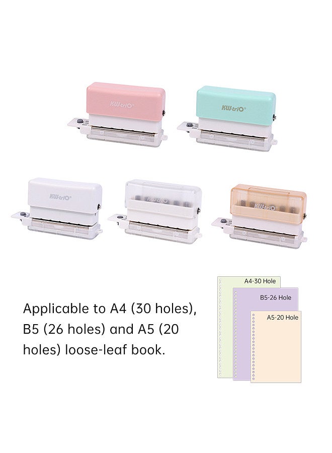 Kw-trio 6-Hole Paper Punch Handheld Mini Puncher Support Multiple 20/26/30 Hole Punching 5.5mm Aperture for A4 A5 B5 Notebook Scrapbook Diary Planner Calendars Agenda Greeting Card DIY  - Image 4