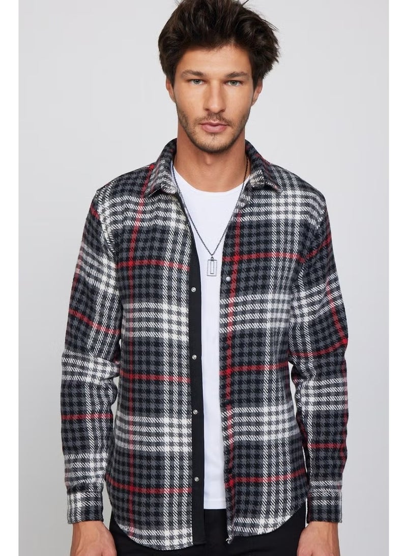 Tudors Slim Fit Slim Fit Flap Double Pocket Checked Lumberjack Men's Shirt - Image 3