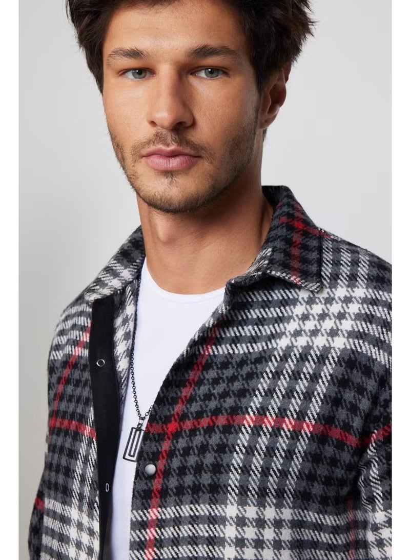 Tudors Slim Fit Slim Fit Flap Double Pocket Checked Lumberjack Men's Shirt - Image 2
