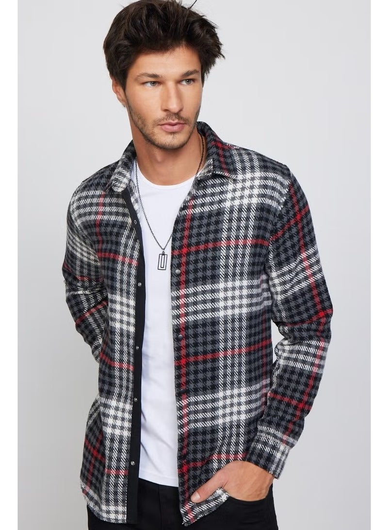 Tudors Slim Fit Slim Fit Flap Double Pocket Checked Lumberjack Men's Shirt - Image 1