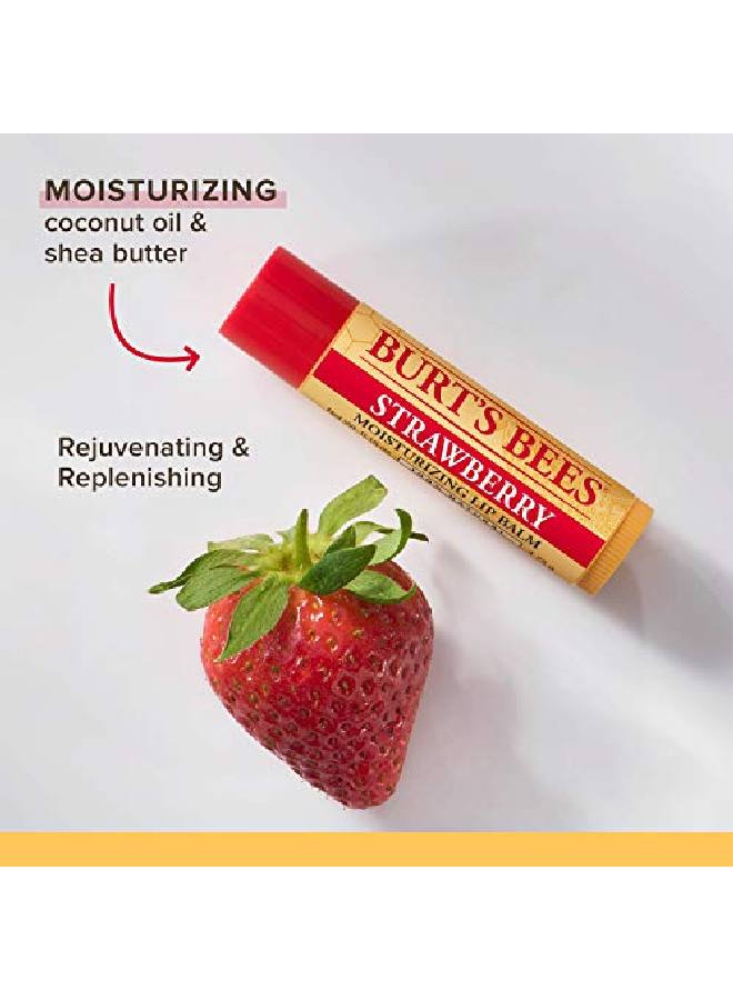 Burt's Bees 100% Natural Moisturizing Lip Balm Strawberry With Beeswax & Fruit Extracts 4 Tubes - Image 4