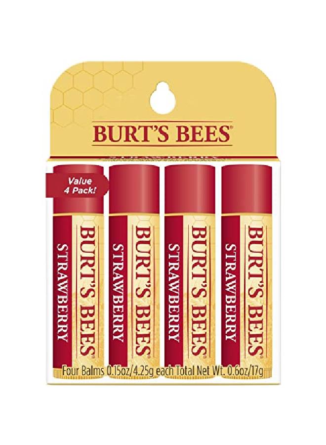 Burt's Bees 100% Natural Moisturizing Lip Balm Strawberry With Beeswax & Fruit Extracts 4 Tubes - Image 2
