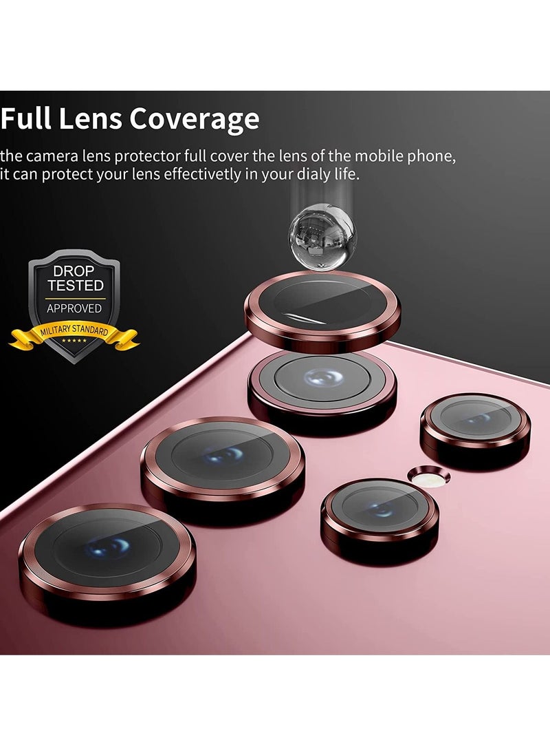 Waldic Camera Lens Glass Protector With Ring For Samsung Galaxy S22 Ultra - Wine Red  - Image 3