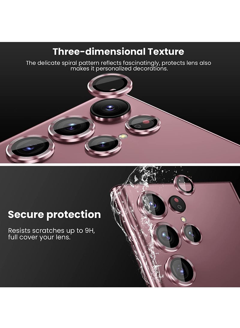 Waldic Camera Lens Glass Protector With Ring For Samsung Galaxy S22 Ultra - Wine Red  - Image 4
