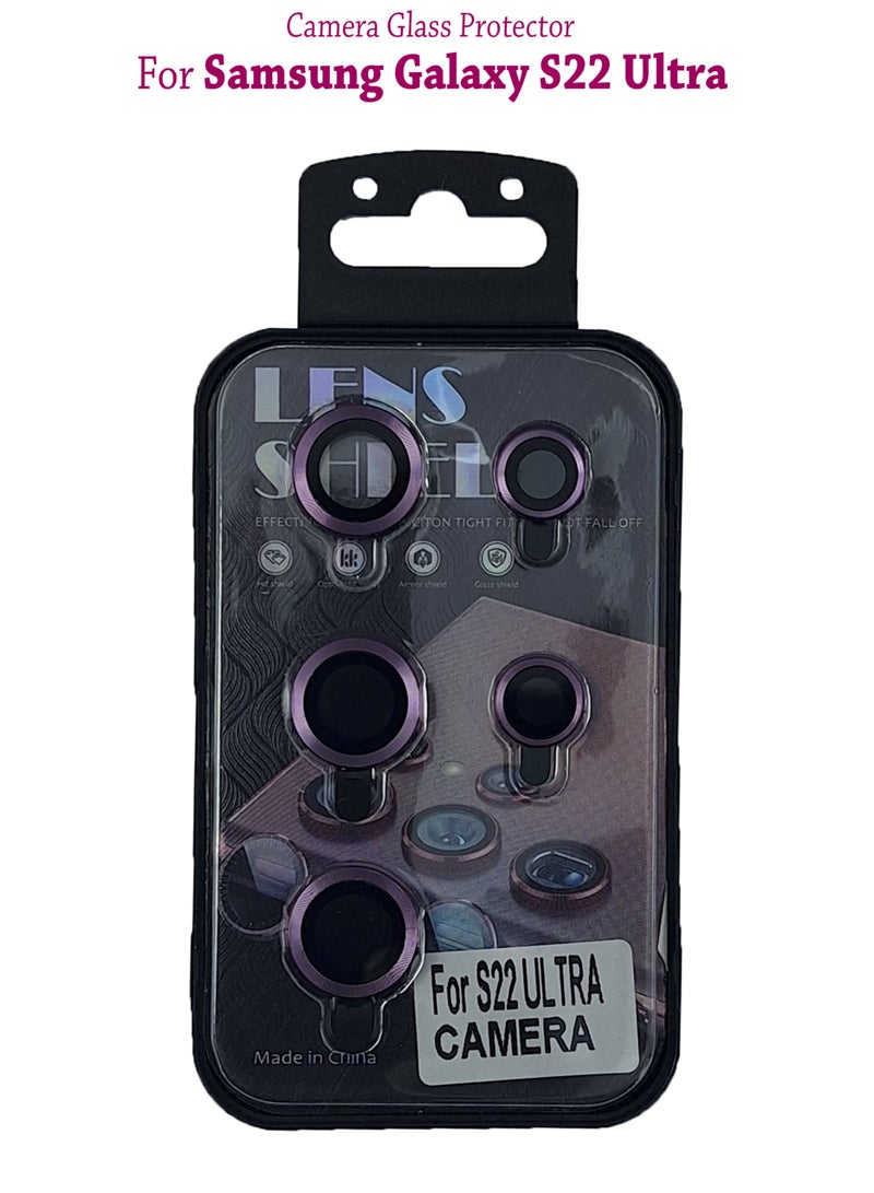 Waldic Camera Lens Glass Protector With Ring For Samsung Galaxy S22 Ultra - Wine Red  - Image 1