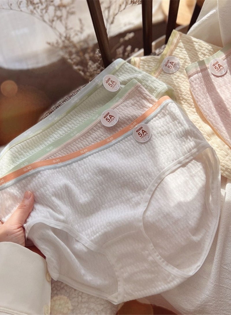 5 Pack Mid Waist Briefs Cute Style Cotton Underwear Ladies Mid Waist Comfortable Breathable Cute Girls Briefs - Image 1