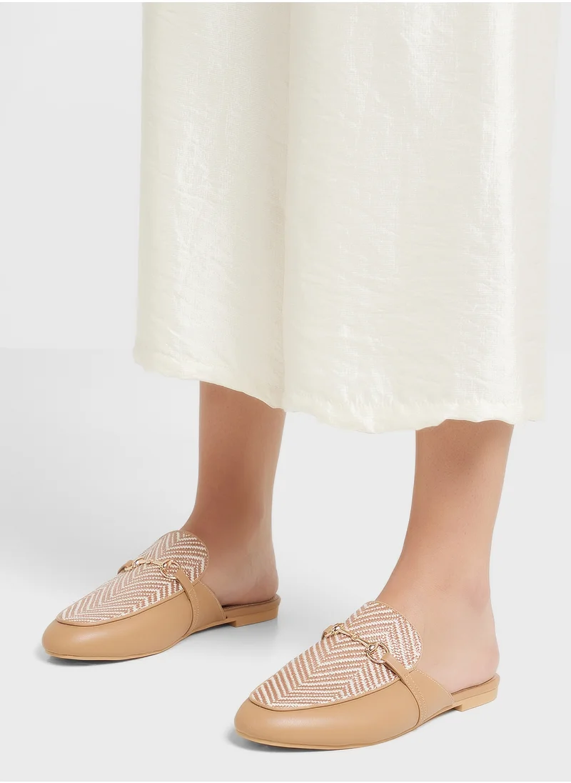 ELLA Horse Bit  Embroidered Flat Mule Shoe